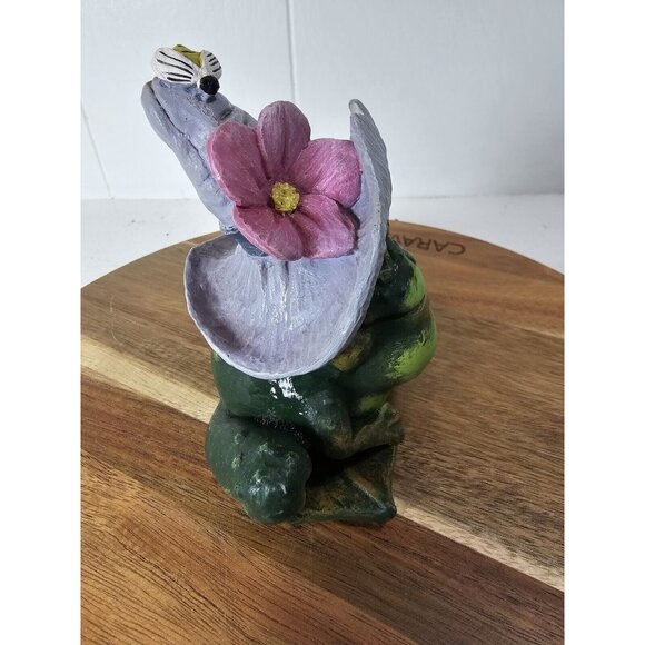 Vintage 90s Pete Apsit Frog Toad Figurine Large Eyes Spring Hat Bee See Pics - Picture 6 of 10